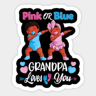 Pink Or Blue Grandpa Loves You Black Baby Gender Reveal Men Sticker